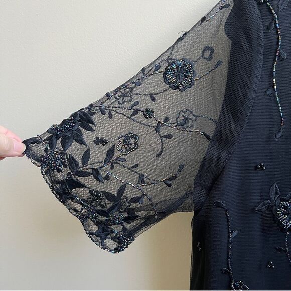 Elegant Vintage beaded scalloped hem Glam formal top Size 16 - Picture 4 of 6